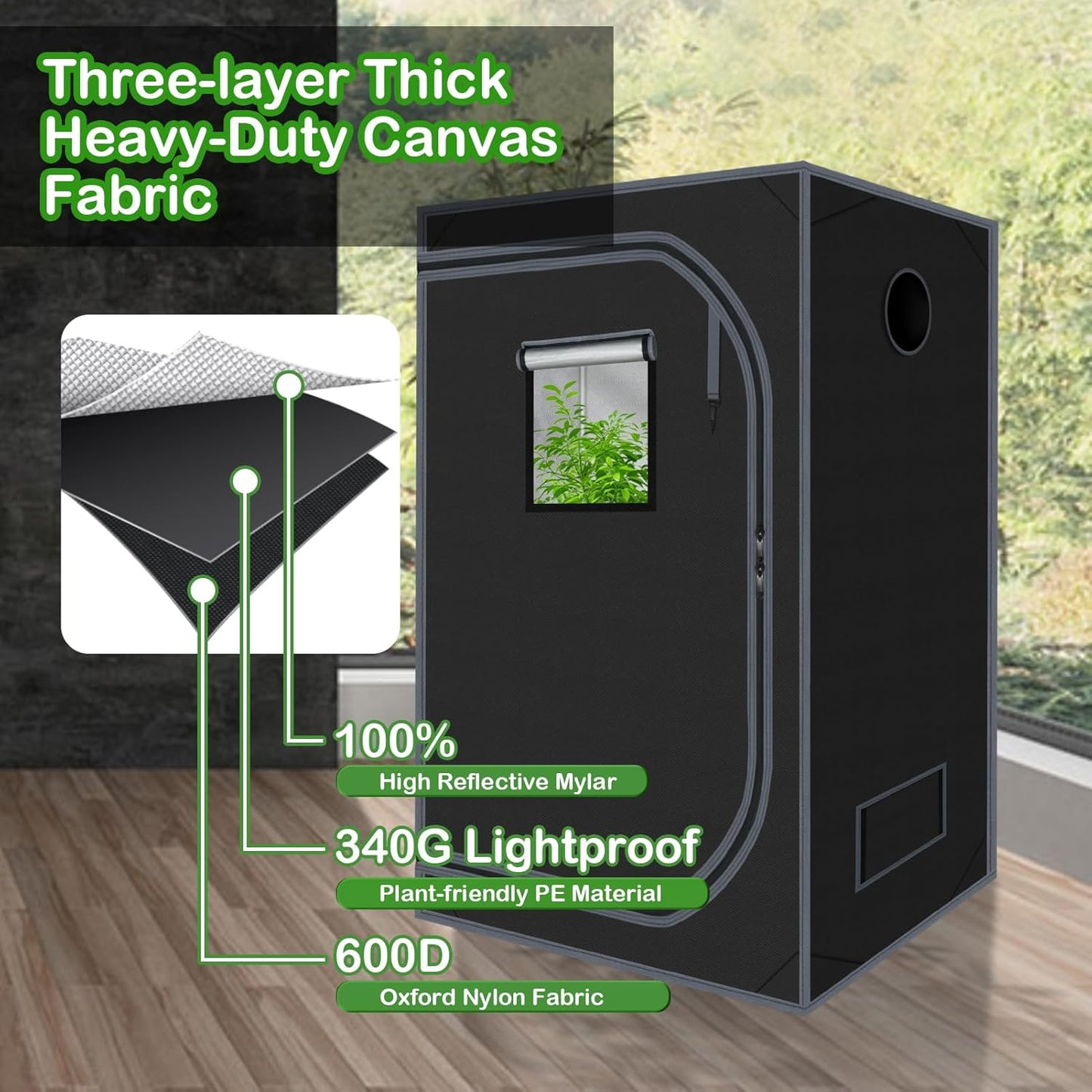 Grow Tent 48"x48"x78" Growing Tents for Indoor Plant 600D Mylar Hydroponic High Reflective Grow Tent for Plant Fruit Flower Veg Growing 4x4