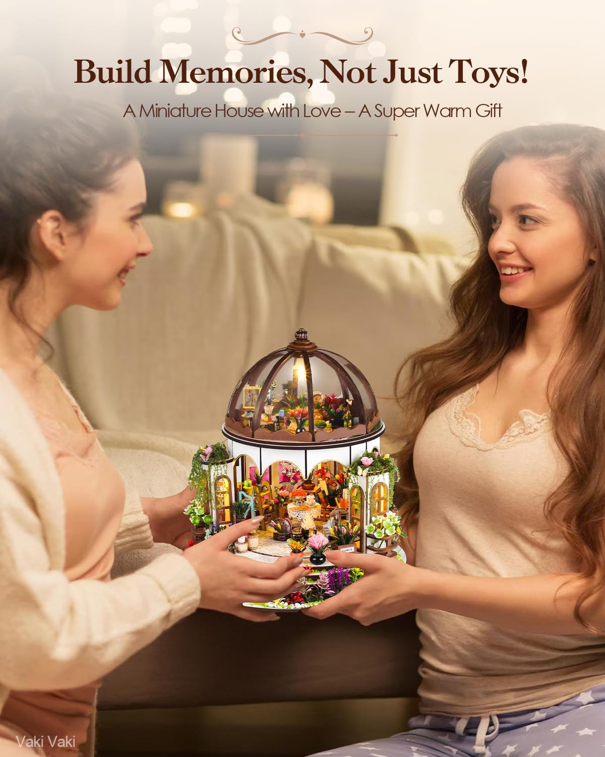 [2025 New] Hanging Garden Miniature House Kit with LED Light, Book Nook Kit with Cover for Birthday, 3D Wooden Bookends Puzzle Bookshelf Decor Building Kit Birthday Gifts for Family, Friends