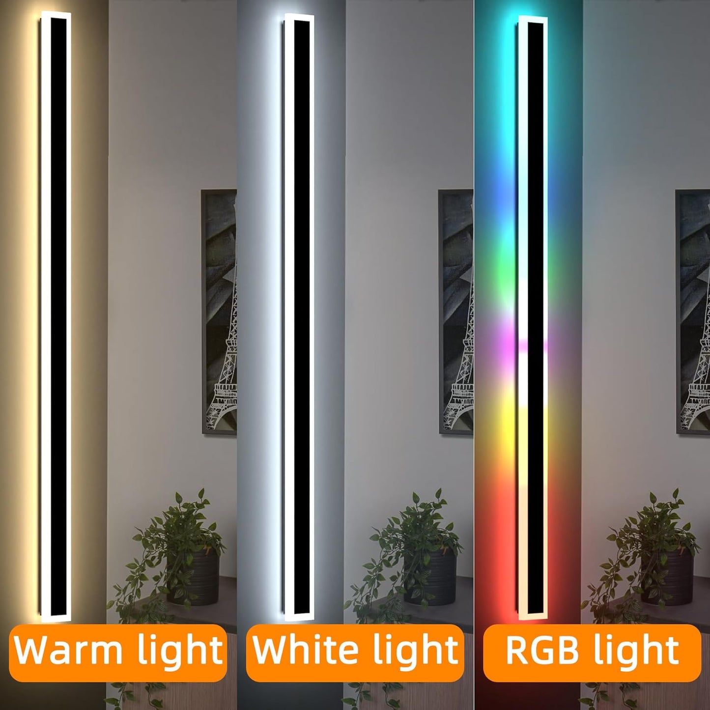 Modern Outdoor Wall Lights, 2 Pack Long Wall Sconce, Lighting Fixtures Long Wall Light 24w Waterproof Ip65 Black Exterior Sconce Led Linear Light for Garage, Patio (2pack-black, 60inch)