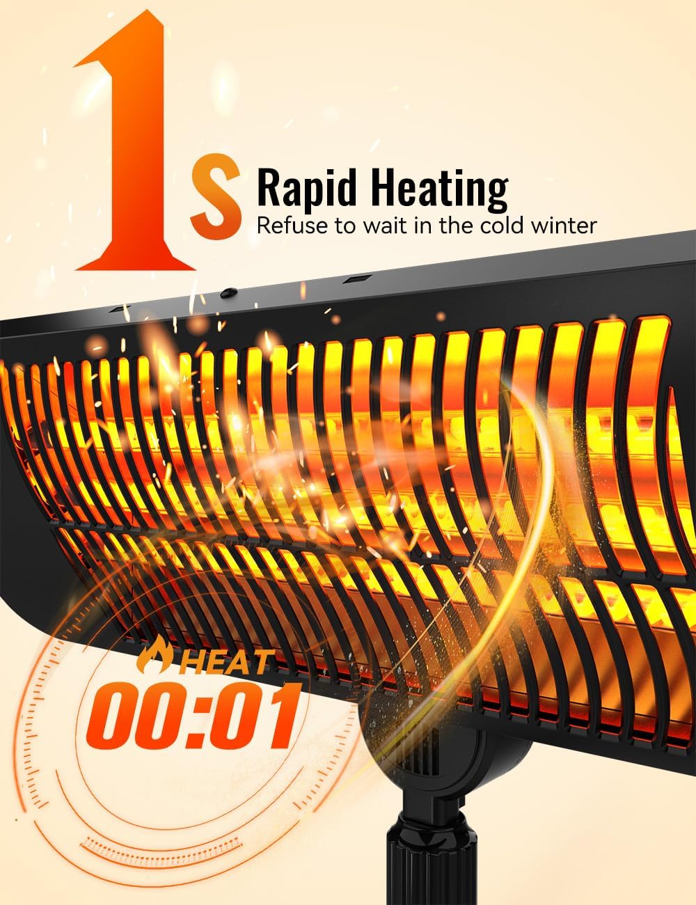 Outdoor Heater, 12H Timer&3 Heat Level, IP54 Waterproof Garage Heater, 1500W Infrared Heating Covers 300Sq.ft, Tip-Over Protection, Towel Bracket,Remote, 83Inch Patio Heaters for Outdoor Use