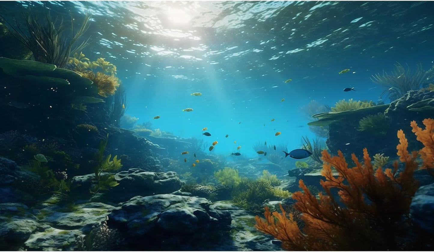 Ocean Floor Fish Tank Background Underwater Rock Aquarium Background Under The Sea Terrarium Backgrounds Aquatic Plants Sunlight Fish Tank Backgrounds Tropical Fish Aquarium Wallpaper 36x20in