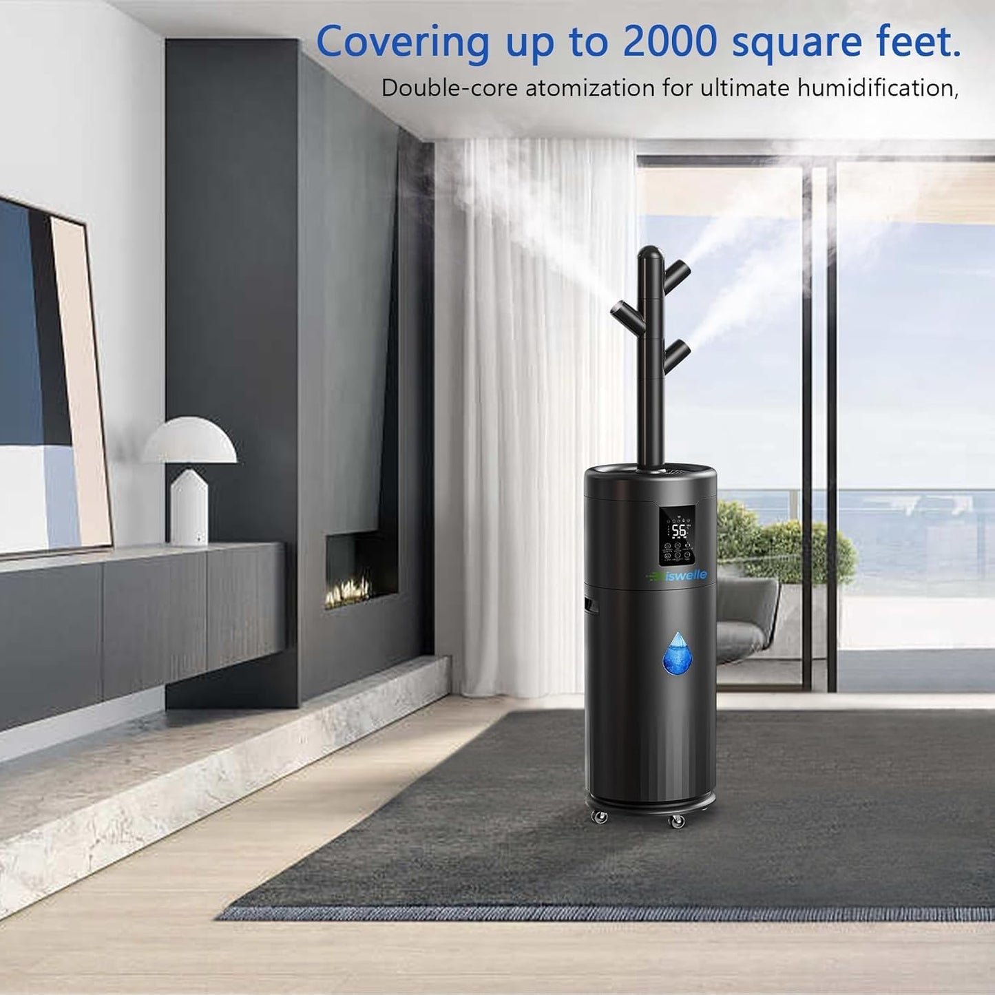 Large Humidifiers for Bedroom, 4.5 Gal Cool Mist Humidifier for Large Room Whole House with Remote Control, 800mL/h Output, 48H Runtime, Auto Humidistat, Wheels, Timer, Essential Oil Tray