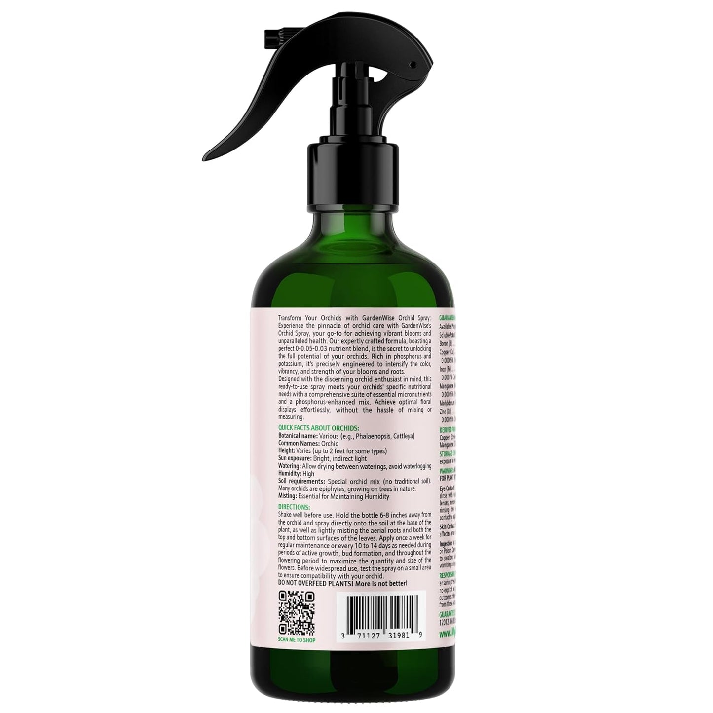 Orchid Food Bloom Booster Fertilizer - Bloom Orchids Fertilizer – Phosphorus and Potassium Formula 0-0.05-0.03 - Ready-to-Use Spray with Chelated Micronutrients (8 OZ)