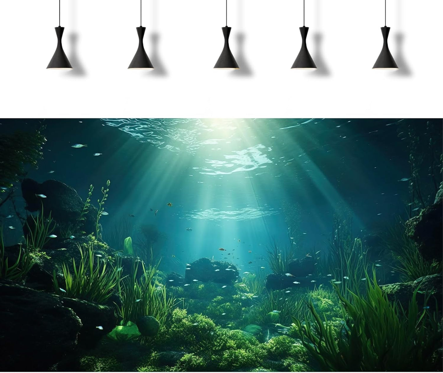 Underwater Fish Tank Background Under The Sea Aquarium Background Ocean Floor Aquatic Plants Fish Tank Backgrounds Deep Sea Sunray Tropical Aquarium Fish Reptile Tank Backgrounds 24x12in