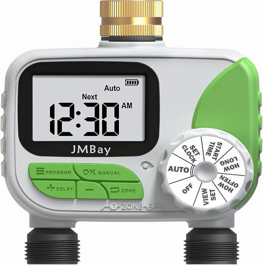 Sprinkler Timer Water Timer for Garden Hose 2 Zone, Auto Faucet Hose Timers and Irrigation System for Yard Greenhouse, Waterproof Digital Sprinkler Controller with Pure Brass Inlet for Lawn