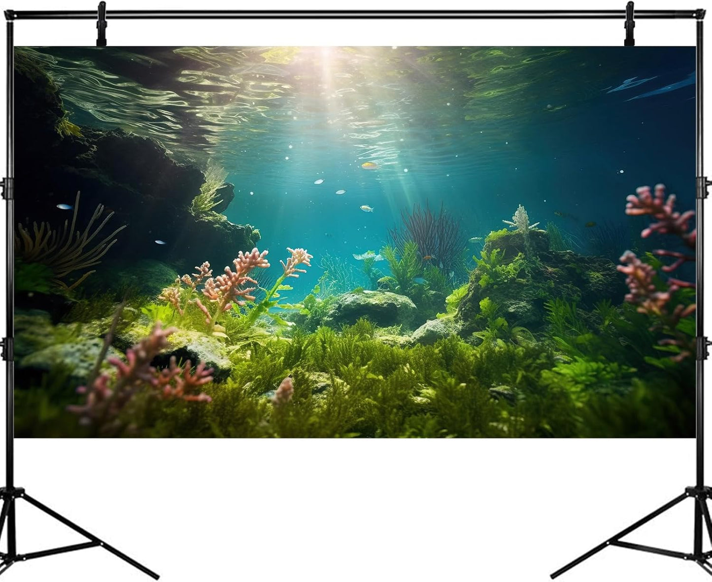Ocean Floor Fish Tank Background Under The Sea Aquarium Background Underwater Aquatic Plants Sunray Terrarium Backgrounds Deep Sea Rock Tropical Aquarium Fish Tank Backgrounds Decors 24x16in