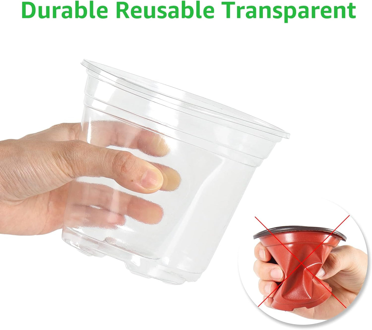 36 Packs 5/4/3.5 Inch Clear Nursery Pots with Humidity Domes, Transparent Plant Pots with Drainage Holes, Variety Pack Seed Starting Pots for Succulents, Flowers and Cactus
