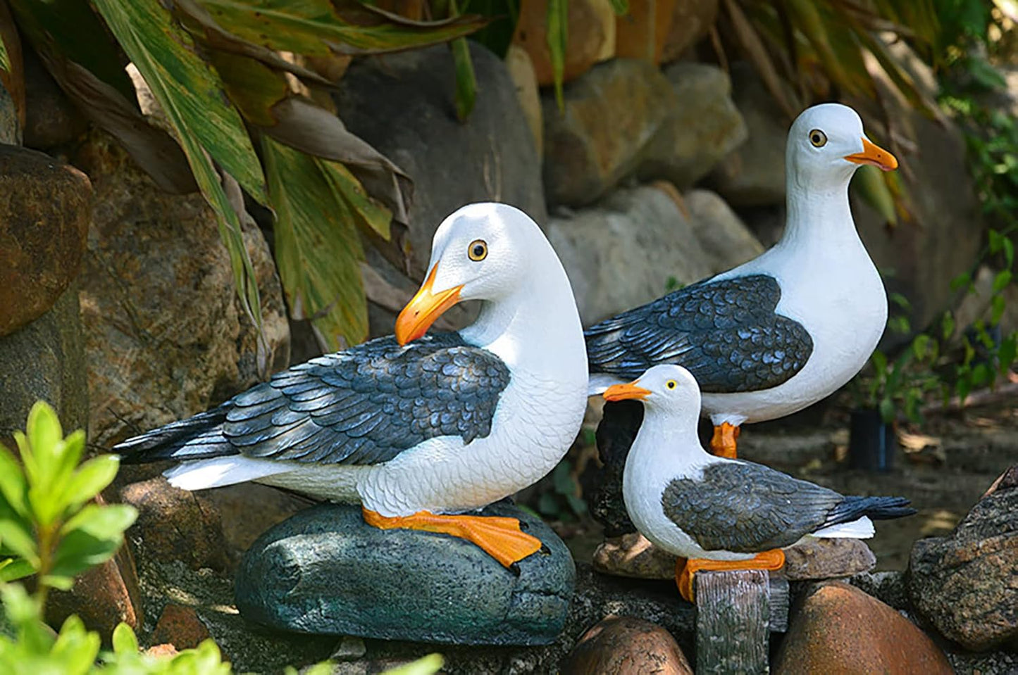 Real Seagull Figurine Garden Decorations,Seagull Statue Outdoor Decoration,Sea Bird Figurine Nautical Statue Coastal Beach Home Decorations Nautical Seagull Sculpture
