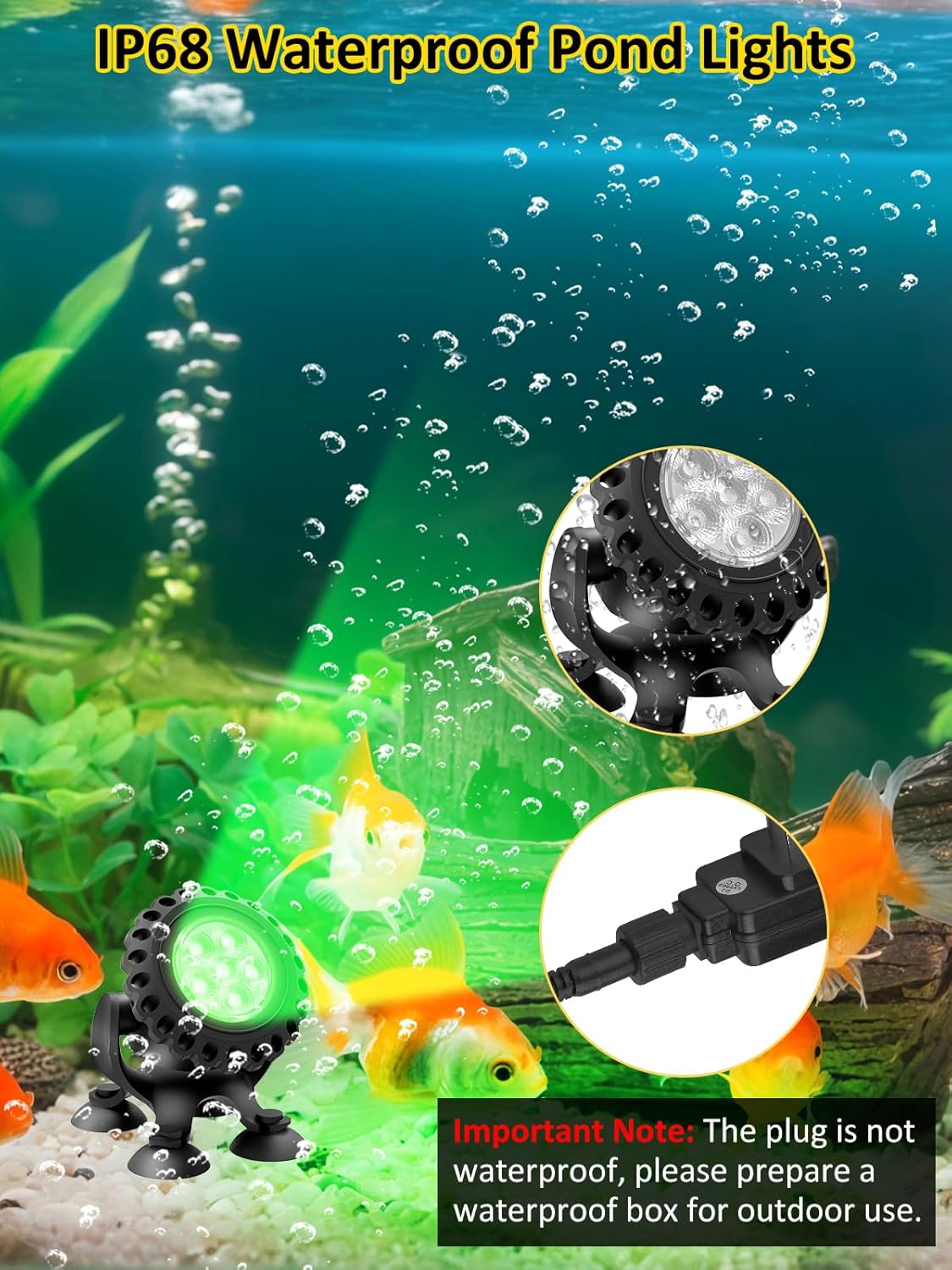 T-SUN Colored Pond Lights with Timer, LED Underwater Pond Light Submersible Fountain Lights for Fish Tank Landscape Spotlight - Remote Control, IP68 Waterproof, Aquarium, Waterfall, Yard (Set of 5)