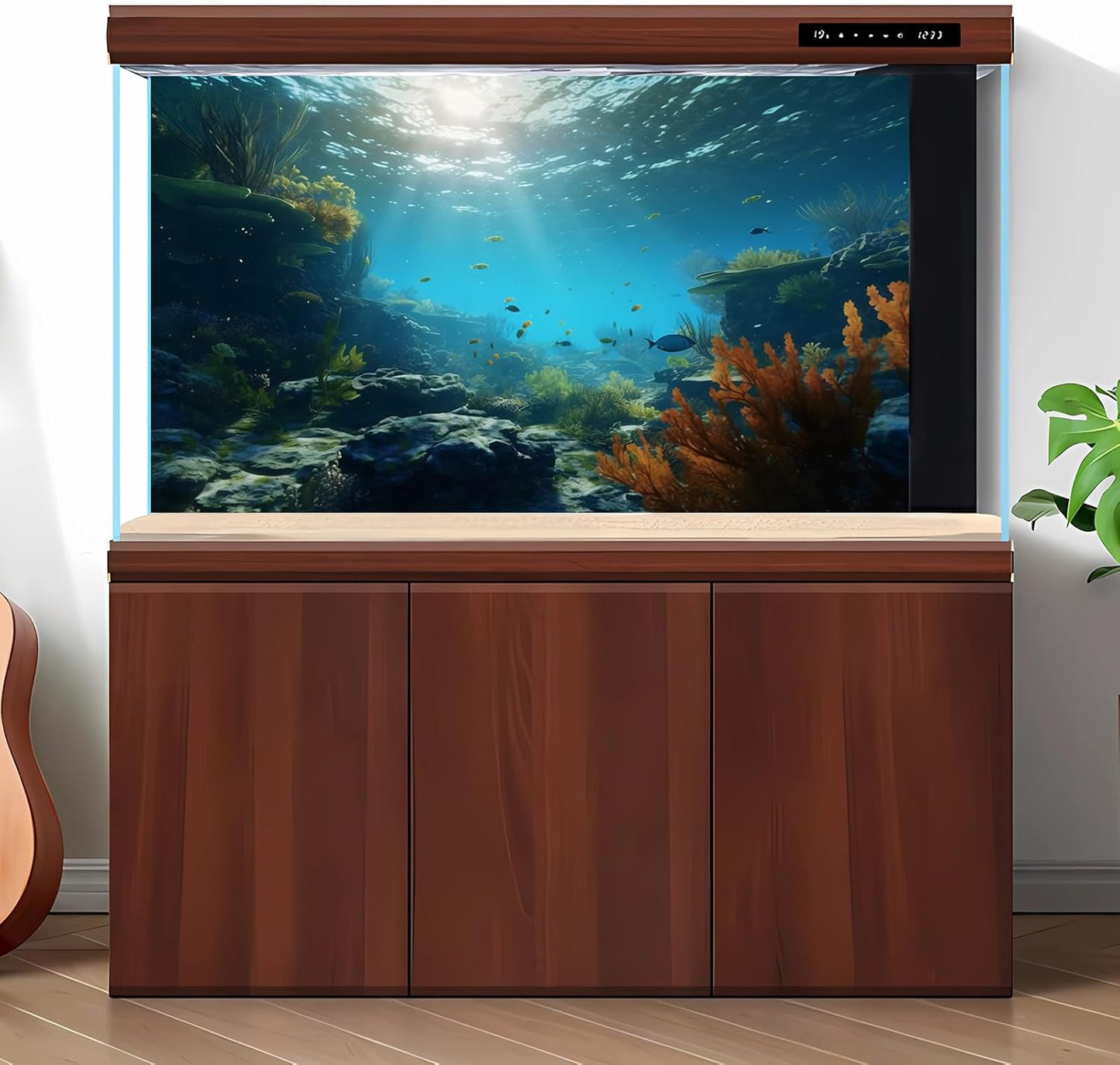Ocean Floor Fish Tank Background Underwater Rock Aquarium Background Under The Sea Terrarium Backgrounds Aquatic Plants Sunlight Fish Tank Backgrounds Tropical Fish Aquarium Wallpaper 72x18in