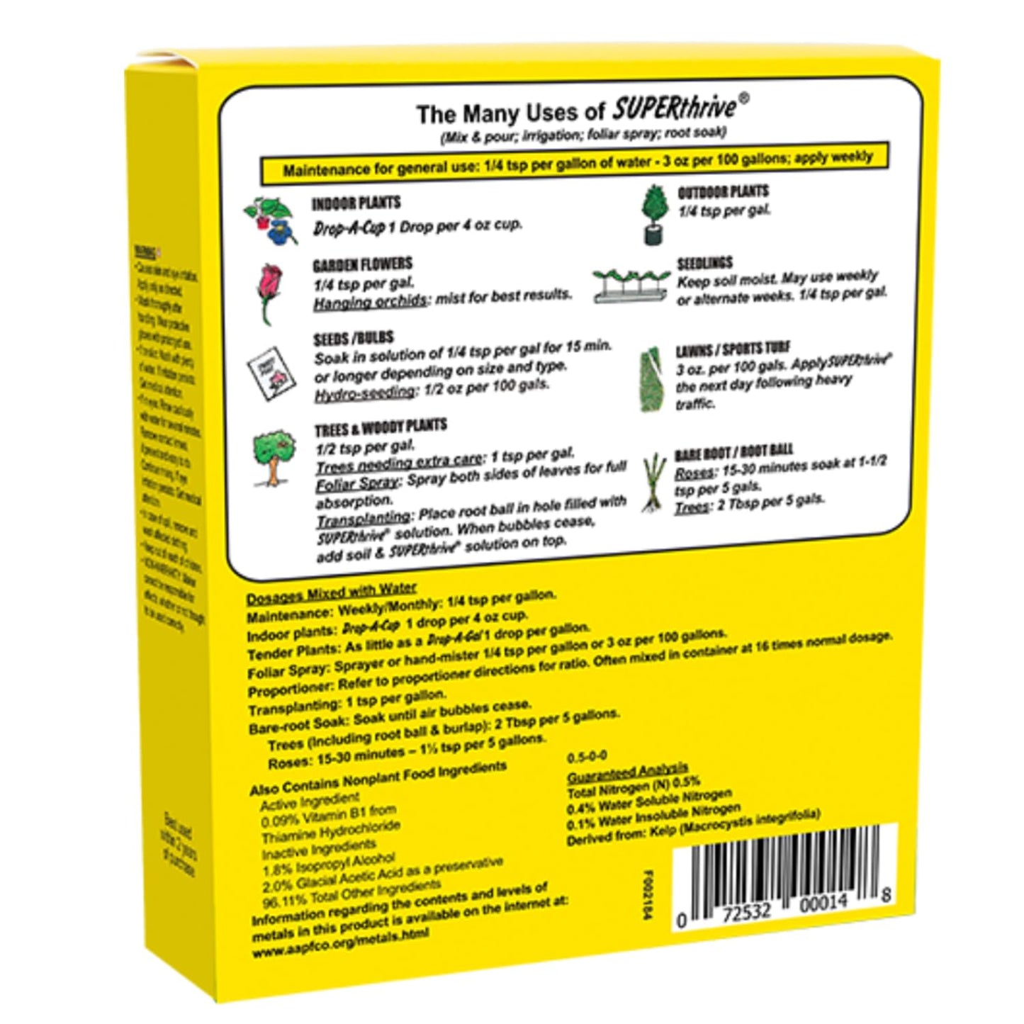 SUPERthrive Plant Vitamin Solution 4 oz. + Organic 4-4-4 All-Purpose Fertilizer Set, 2 Pack