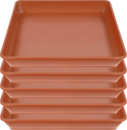 5 Pack Square Plant Saucer, Plastic Plant Water Dray Tray 6 Inch, Heavy Plant Trays for Pots, Planters for for Pots Base Indoors and Outdoors Plants.(6 inch, Terracotta