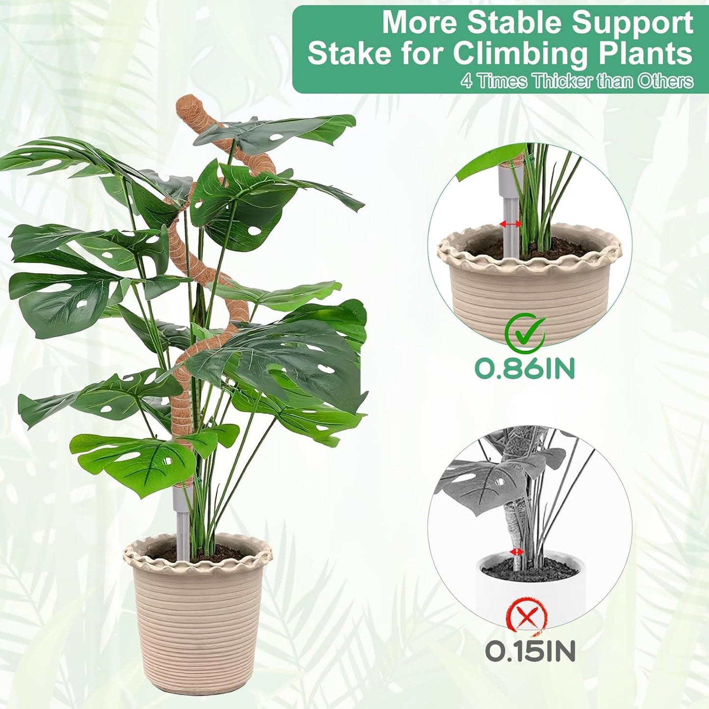 1 Pack Moss Pole, 28 Inch Monstera Plant Support, Moss Poles for Climbing Plants Indoor DIY, Coco Coir Plant Pole Moss Plant Stick Support Stake Kit for Potted Plants, Pothos, Philodendron