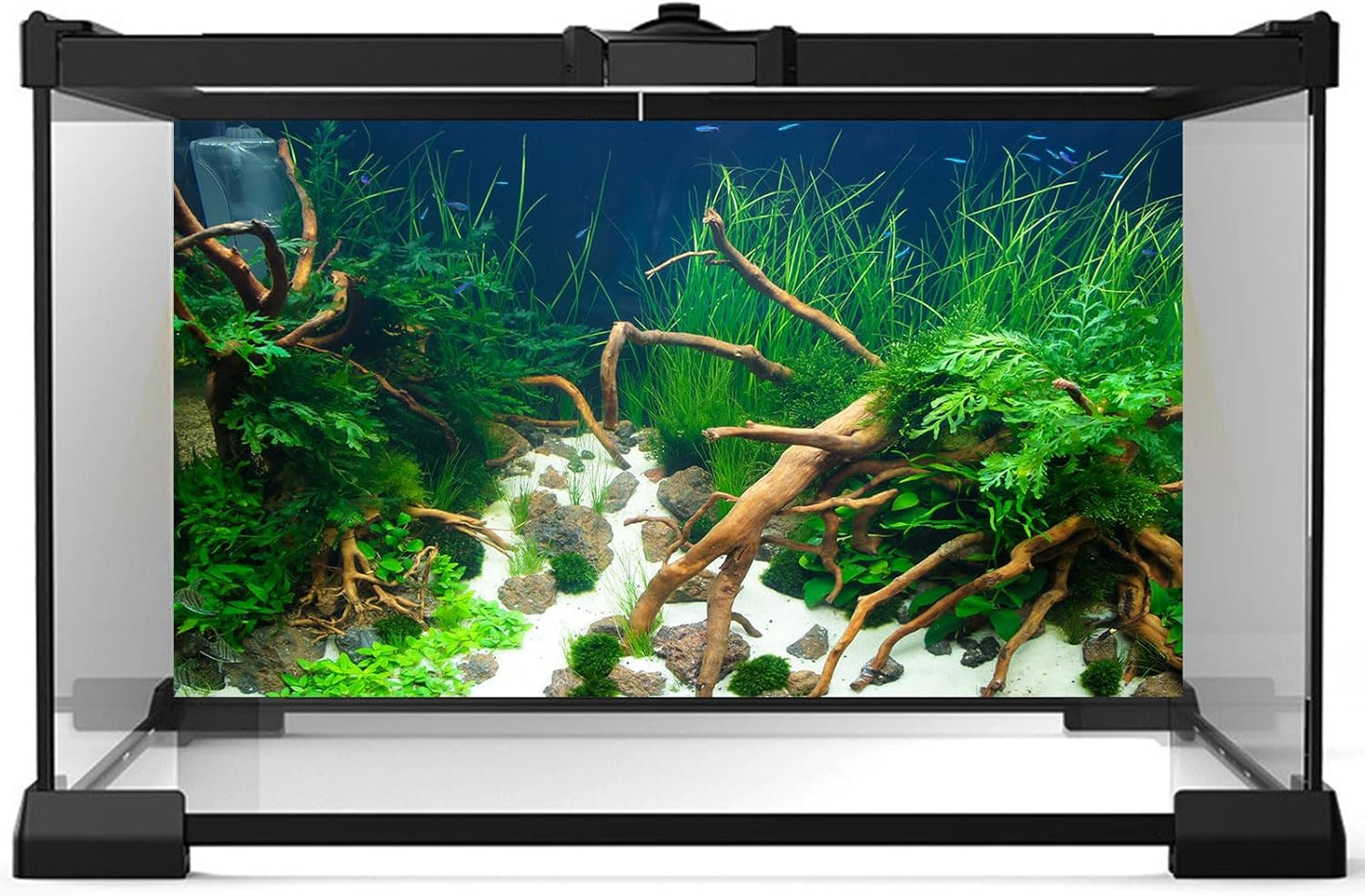 Aquarium Background Various Underwater Grass Fish Tank Background Vivid Fresh Green Aquatic Plants Stone River Bed Dead Wood Stone Fish Tank Terrarium Wallpaper 30x12in