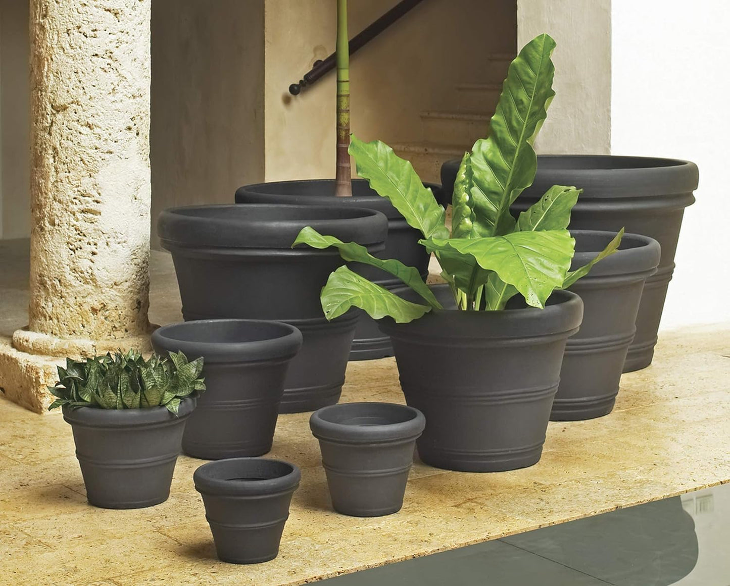 Crescent Garden Brunello Planter, Classic Rolled-Rim Plant Pot, 31-Inch (Parchment)