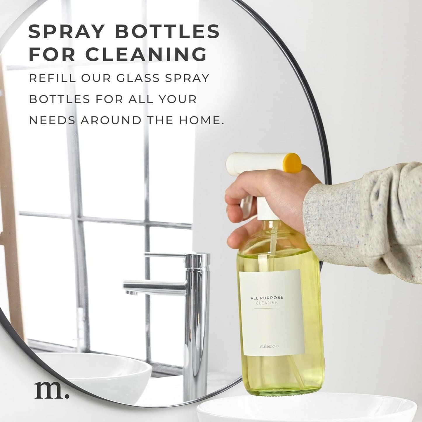 MaisoNovo Kitchen Spray Bottle - 16.9 fl oz Yellow x 2 with 16 Labels