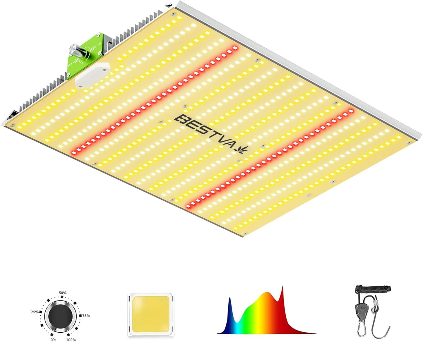 BESTVA 2025 Upgraded BP1000 LED Grow Light with High Yield Diodes & Dimmable Full Spectrum Plant Light for Indoor Plants Seedling Veg and Bloom Grow Lamp for 3x3/2x2 Grow Tent