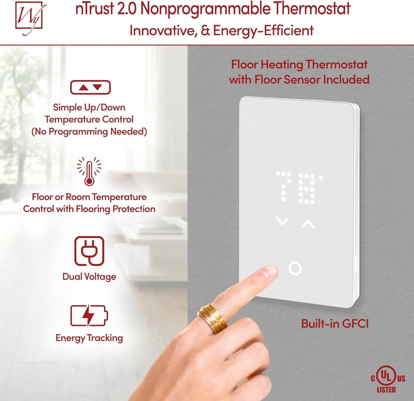 90 Sqft Heated Floor Mat Kit with Radiant Floor Heating System Thermostat UTN5, Two Sensors, Tester, 120V Electric Radiant Floor Heating Mat installs under Bathroom Tile, Vinyl - WarmlyYours TempZone