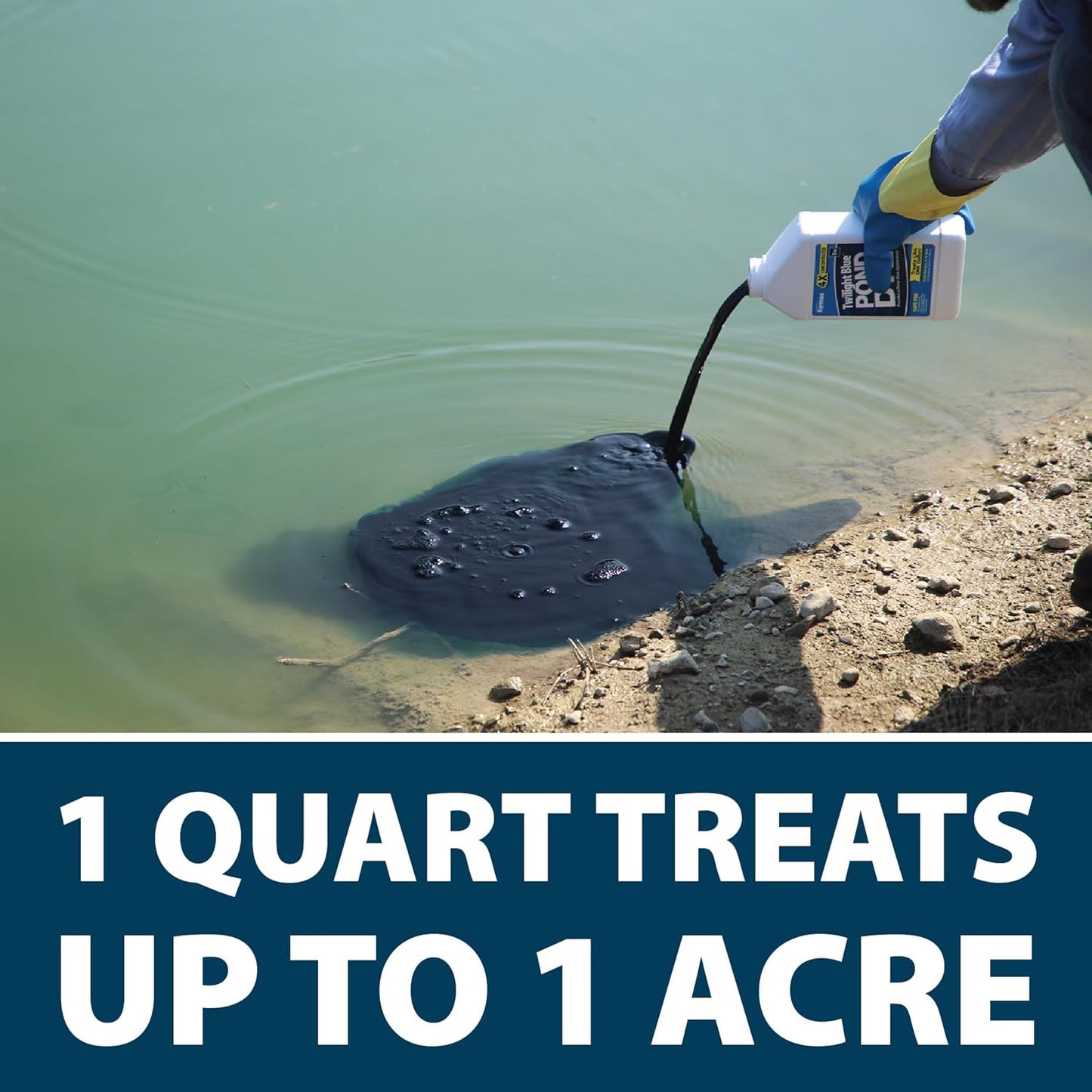 Airmax Nature's Blue Pond Dye 4X Concentrate for Outdoor Ponds & Lakes, Natural Pond Colorant & Beauty Enhancer, Block Ultraviolet Rays, Fish, Bird & Livestock Safe, Easy Liquid Application, 1 Quart