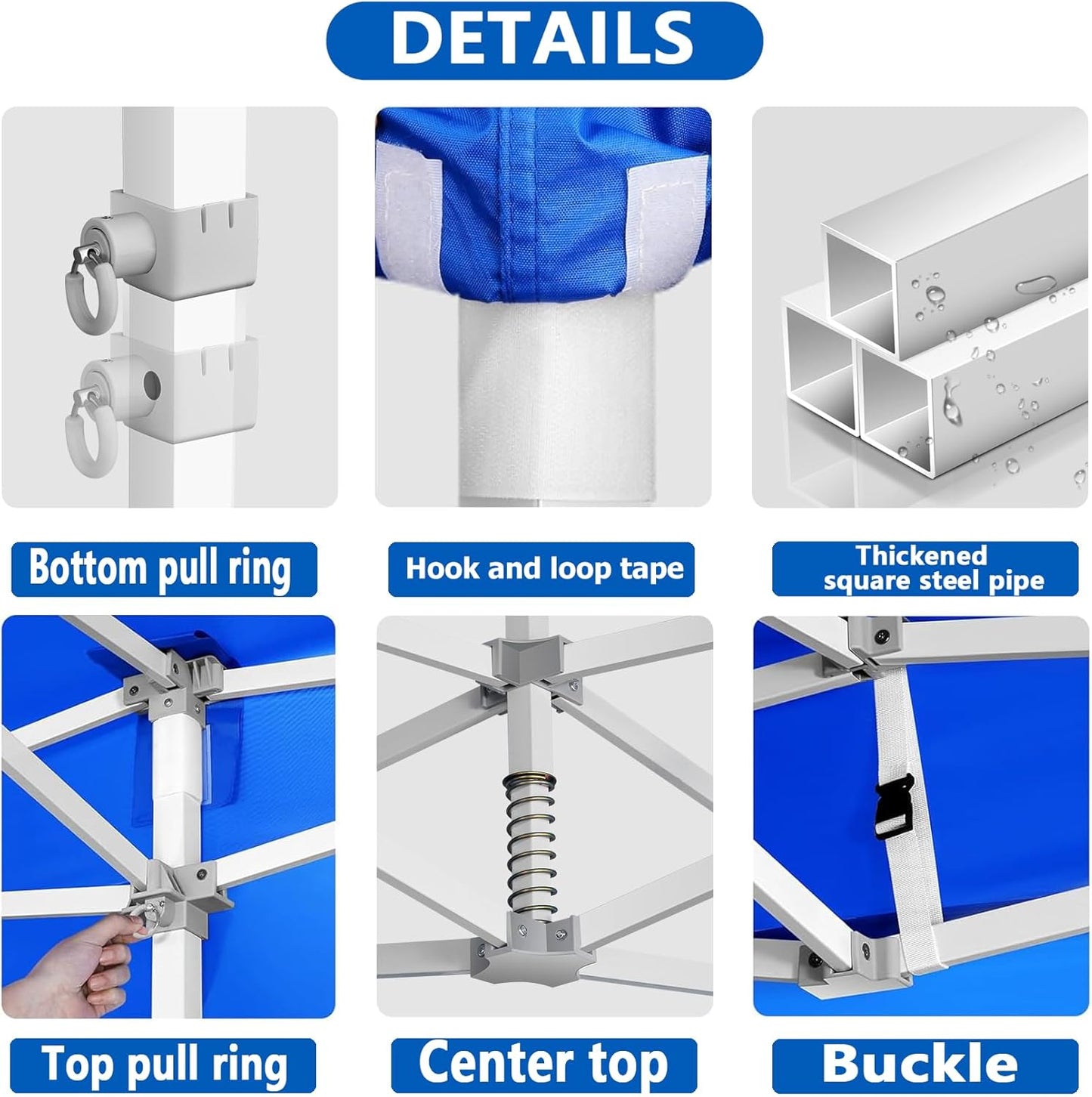COBIZI 13x26 Pop Up Canopy with 6 Sidewall,Heavy Duty Canopy UPF 50+ All Season Wind Waterproof Commercial Outdoor Wedding Party Tents for Parties Canopy Gazebo with Roller Bag(13 x 26 ft Dark Blue)