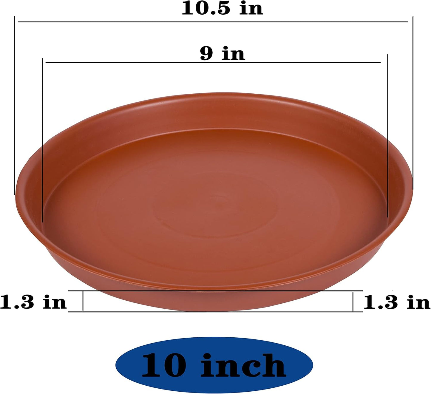 6 Pack of 10 inch Plant Saucer, Heavy Duty Plastic Plant Saucer 10" Round, Plant Tray for Pots, Plant Saucers for Indoors, Plant Trays for Planter 8"/9"/10" (10 inch, Terracotta)