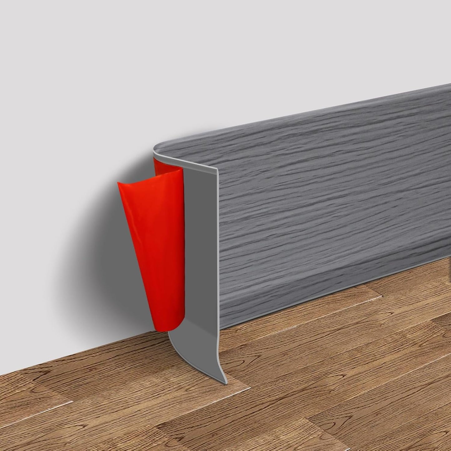 Vinyl Wall Base Baseboard Molding Trim 6" Flexible Self Adhesive Rubber Wall Base Moulding Trim Peel and Stick Design, 6 Inch x 60 Feet, Medium Grey Wood