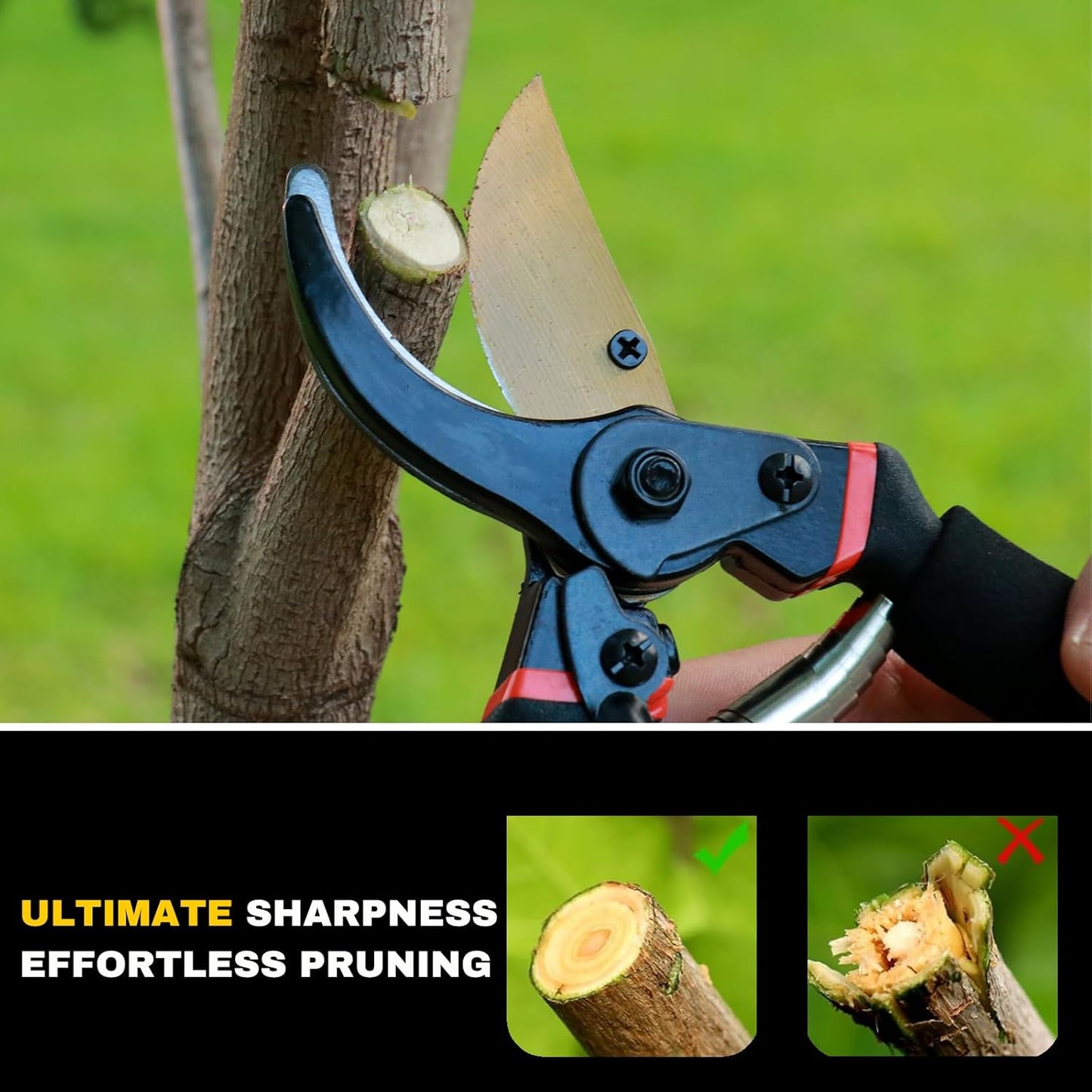 Garden Shears, Sharp Pruners for Gardening with Locking Mechanism, Ideal for Trimming, Harvesting