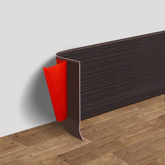 FONUNO Vinyl Wall Base Baseboard Molding Trim 4" Flexible Self Adhesive Rubber Wall Base Moulding Trim Peel and Stick Design, 4 Inch x 60 Feet, Black Walnut Wood Grain