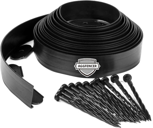 4 in x 100 Ft Garden Landscape Edging, No Dig Garden Edging Border Kit with 184 Pcs Spikes for Flower Bed Lawn Yard Grass Black