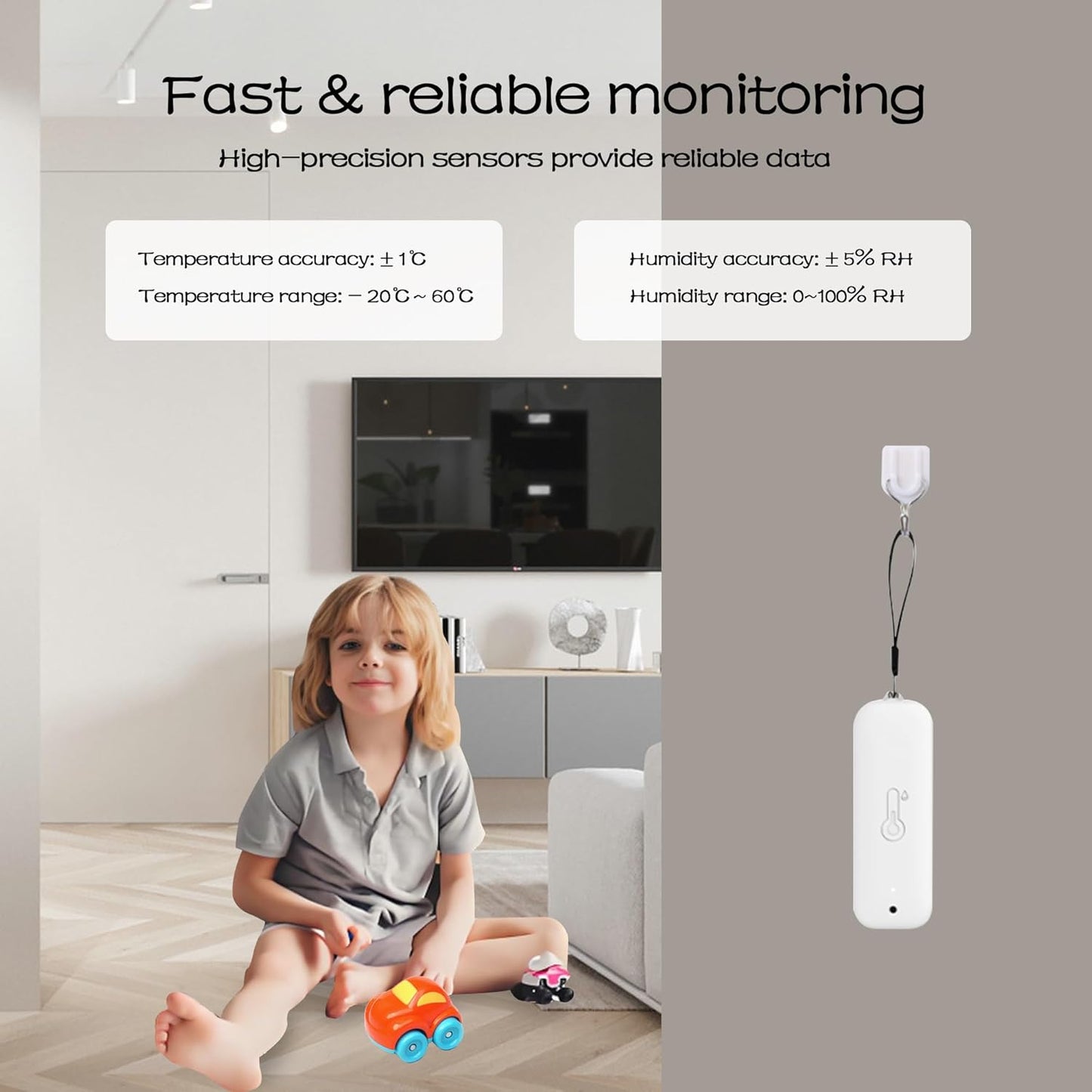 WiFi Hygrometer Thermometer Sensor, Wireless Smart Temperature Humidity Monitor with Remote App Notification Alert, for Home, Greenhouse White (2pack)