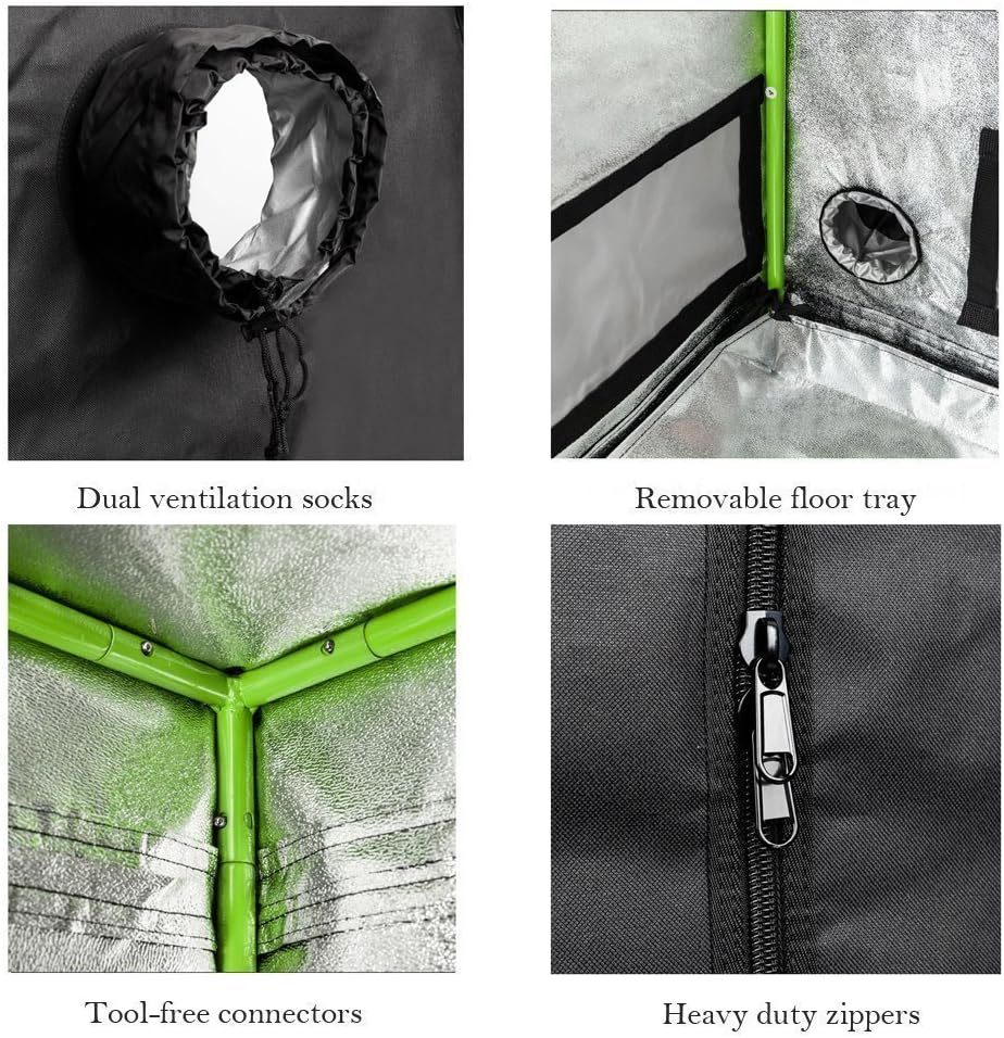 96"x48"x80" Mylar Hydroponic Grow Tent Grow Room with Obeservation Window and Removable Floor Tray for Indoor Plant Growing (96" x 48" x 80")