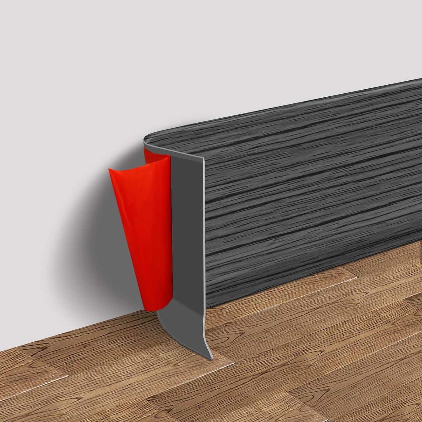 Vinyl Wall Base Baseboard Molding Trim 4" Flexible Self Adhesive Rubber Wall Base Moulding Trim Peel and Stick Design, 4 Inch x 200 Feet, Dark Gray Wood