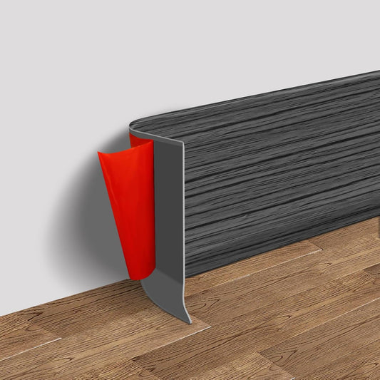 FONUNO Vinyl Wall Base Baseboard Molding Trim 4" Flexible Self Adhesive Rubber Wall Base Moulding Trim Peel and Stick Design, 4 Inch x 100 Feet, Dark Gray Wood