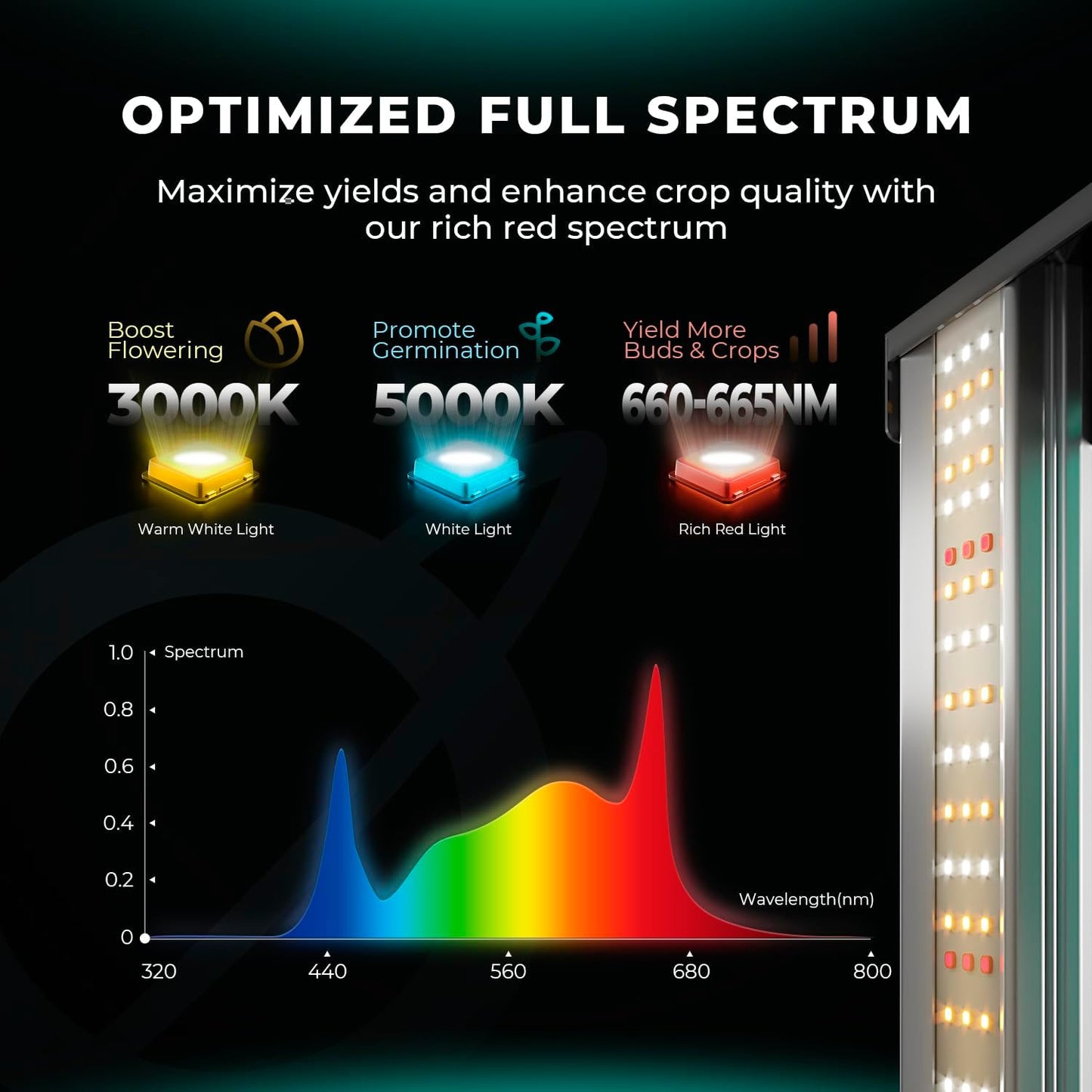 MARS HYDRO FC1000W LED Grow Light, Samsung LM301H EVO, with Smart Control Function, Ideal for Commercial Vertical Farming 4x4ft or 4x6ft Coverage, Full Spectrum Daisy Chain Dimmable Growing Lamps