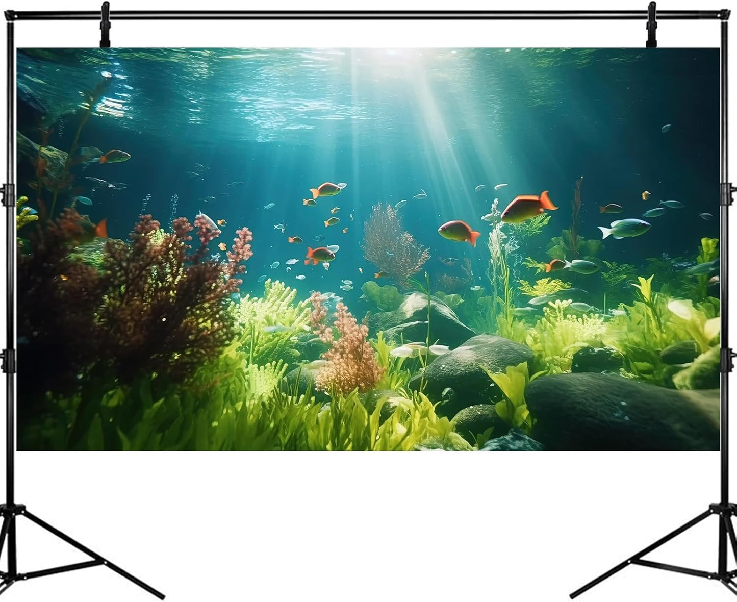 Fish Tank Background Underwater Aquarium Background Under The Sea Aquatic Plants Fish Tank Backgrounds Ocean Floor Rock Terrarium Wallpaper Tropical Fish Aquarium Reptile Tank Backgrounds 60x24in