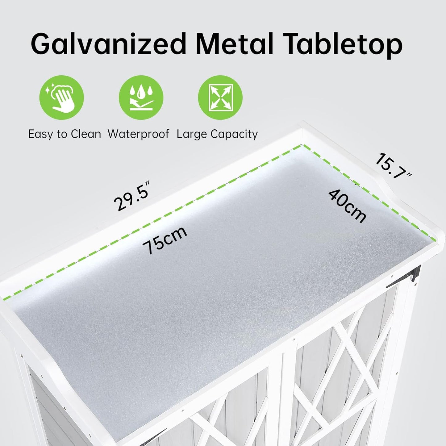 Outdoor Cabinet with Metal Tabletop Garden Potting Bench Table - Outdoor Garden Patio Wooden Storage Cabinet with Adjustable Shelf, Wooden Storage Cabinets, Weatherproof for Garden Patio Lawn