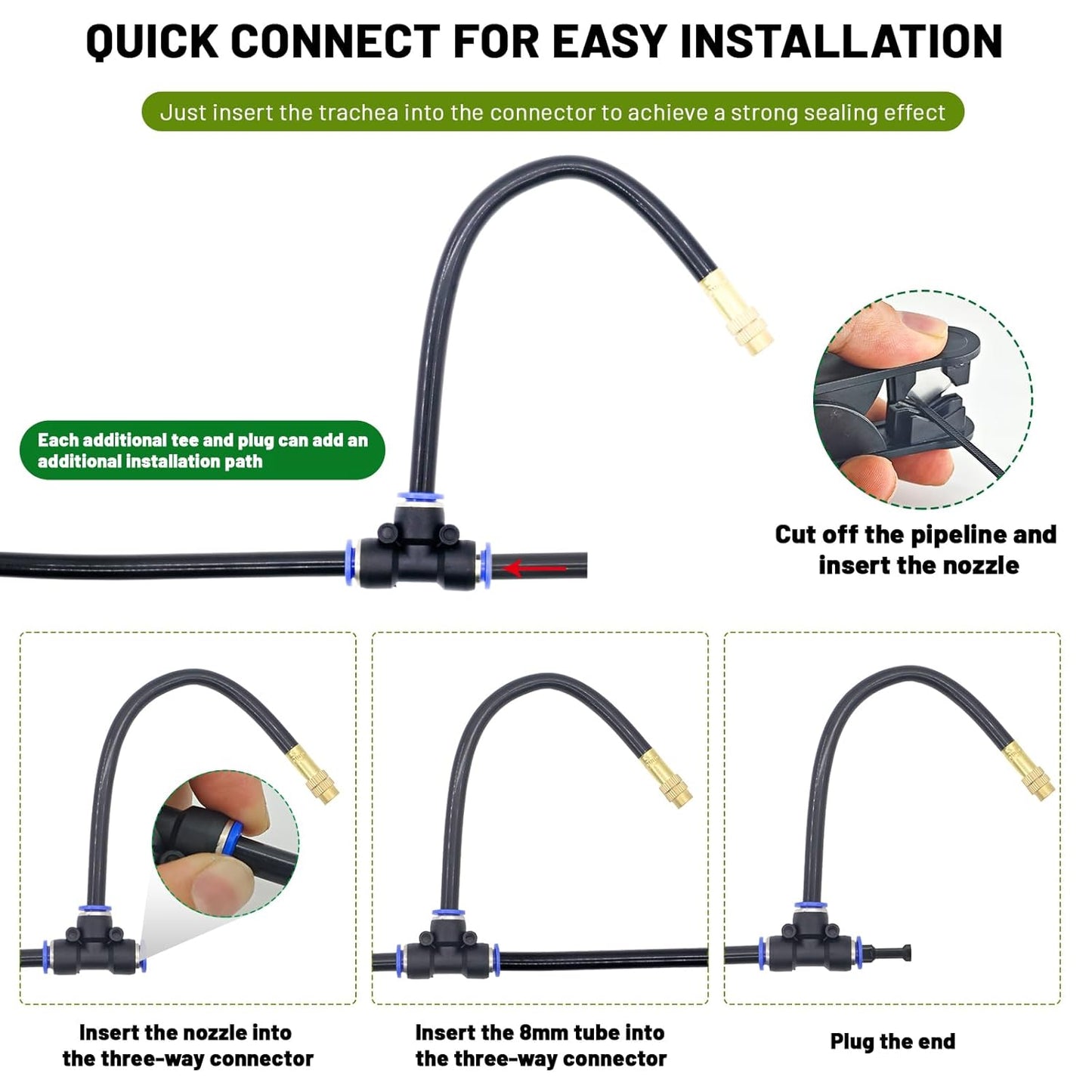 360° Adjustable Drip Irrigation System - 66FT Garden Watering System with 22 Nozzles, Garden Irrigation System, Greenhouse Accessories, Atomizing System for Yard, Lawn, Plants, 5/16 inch Hose