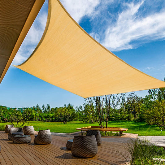 KANAGAWA 7'X12' Sand Custom Size Sun Shade Sail Rectangle UV Block Canopy Cover for Patio Backyard Lawn Garden Outdoor (Customized Available)