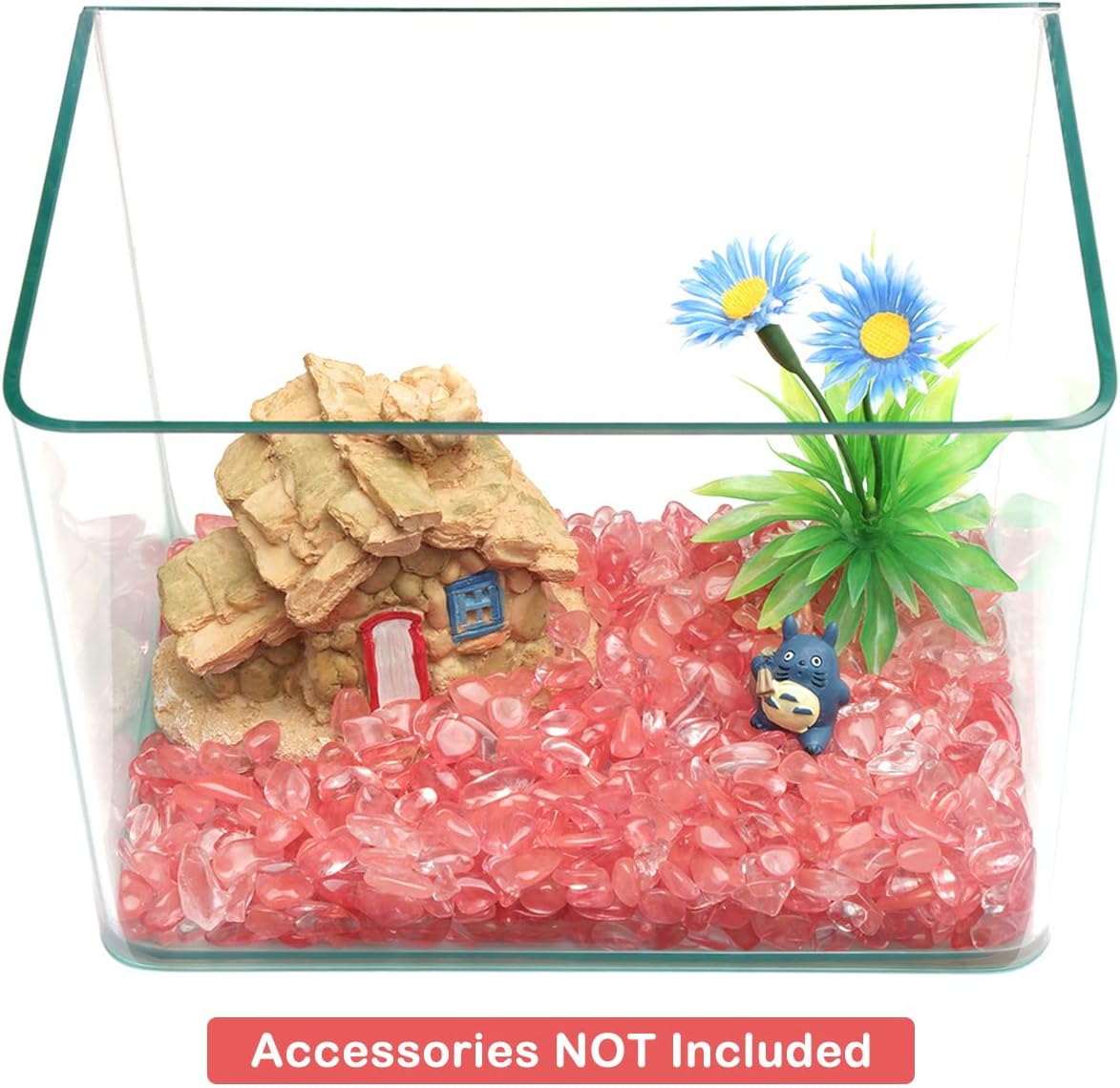 WAYBER Decorative Pebbles, 1 Lb/460g (Fill 1 Cup) Pink Crystal Quartz Stones Irregular Rock Gravel for Aquarium Turtle Tank Decoration/Succulent Plant Landscape/Flowerpot Vase Ornament