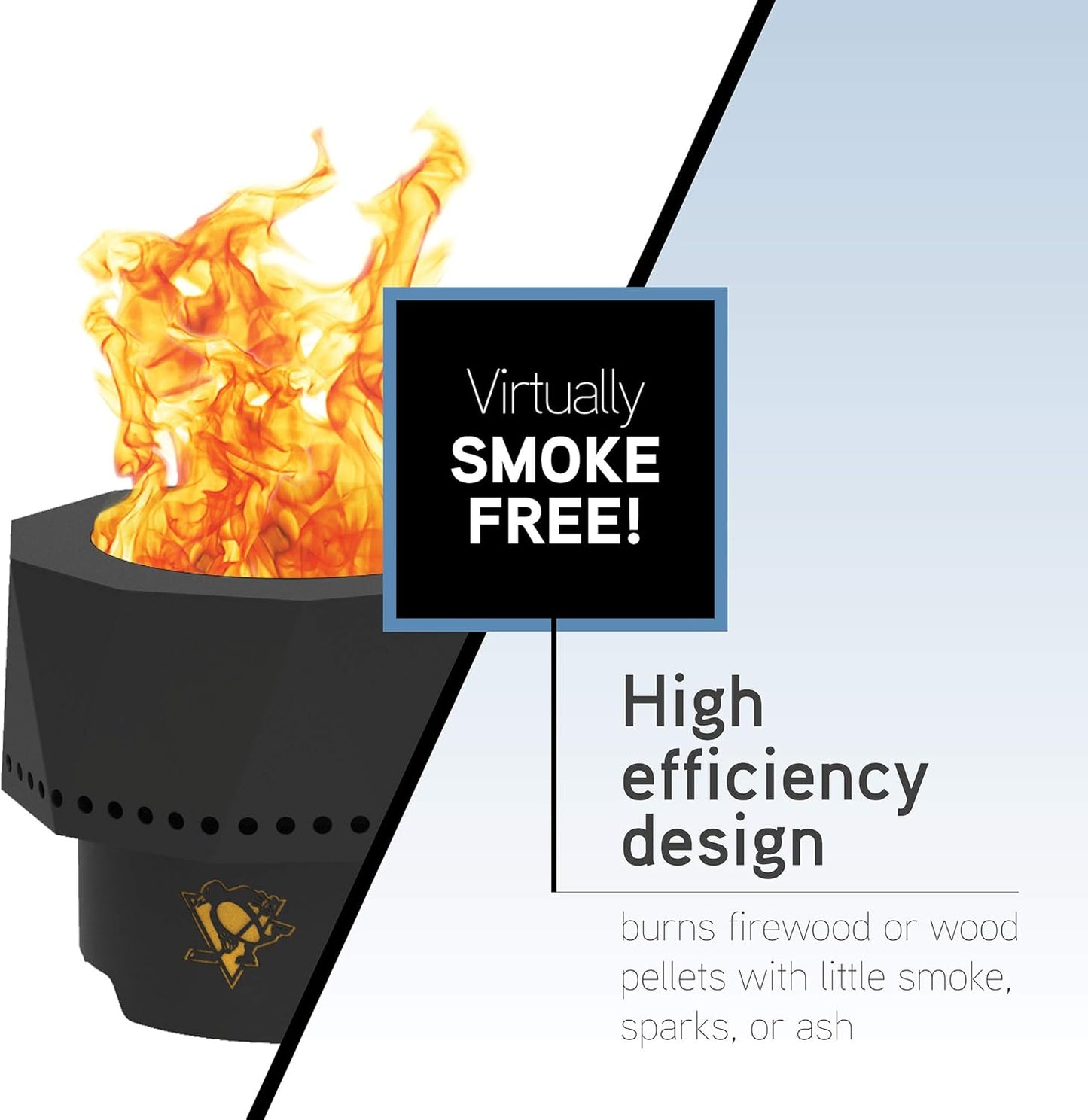 Blue Sky Outdoor Living NHL Dallas Stars Ridge Portable Steel Smokeless Fire Pit with Carrying Bag, Firewood and/or Wood Pellet Burning