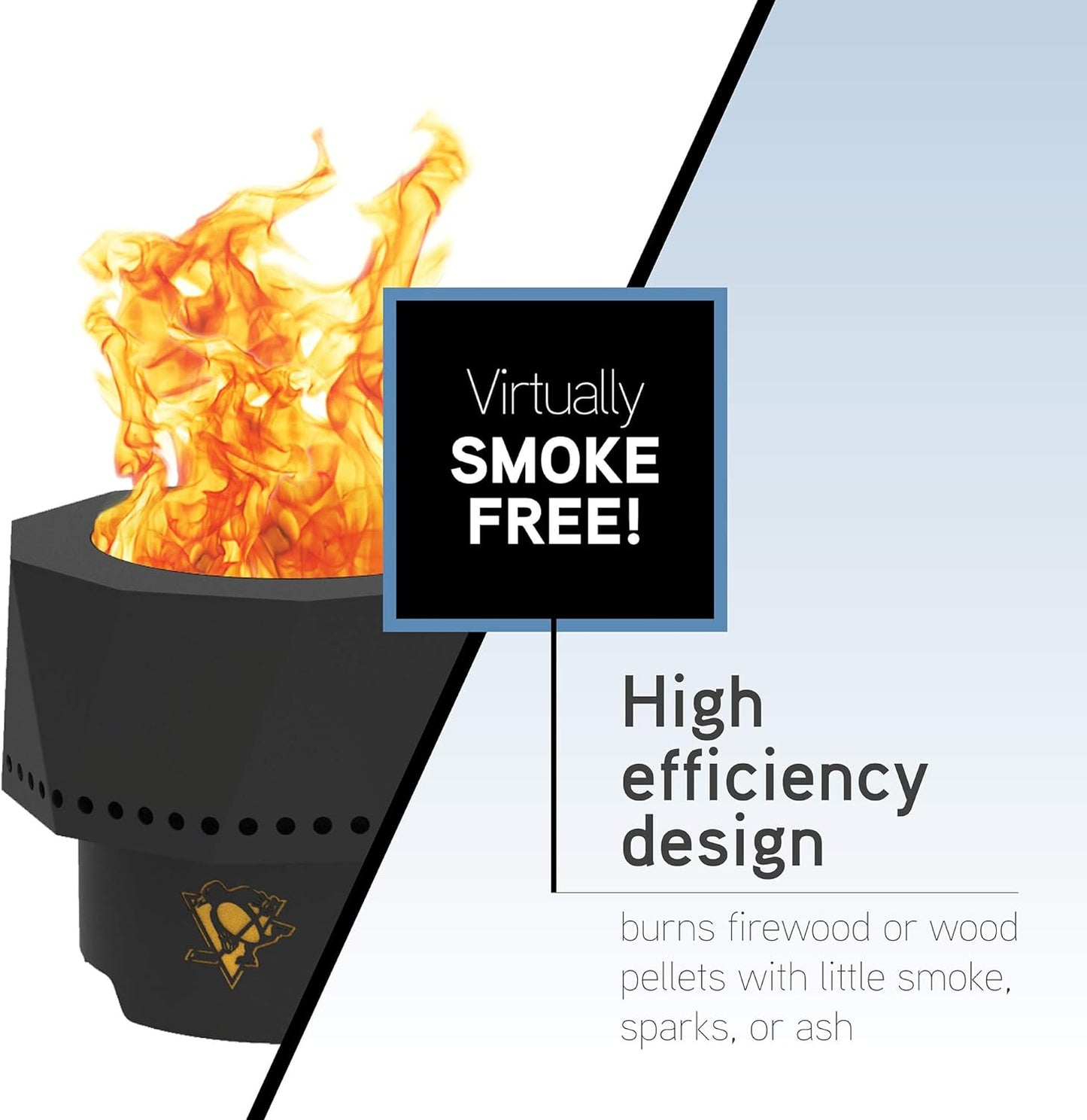 Blue Sky Outdoor Living NHL Ottawa Senators Ridge Portable Steel Smokeless Fire Pit with Carrying Bag & Spark Screen Kit, Firewood & Wood Pellet