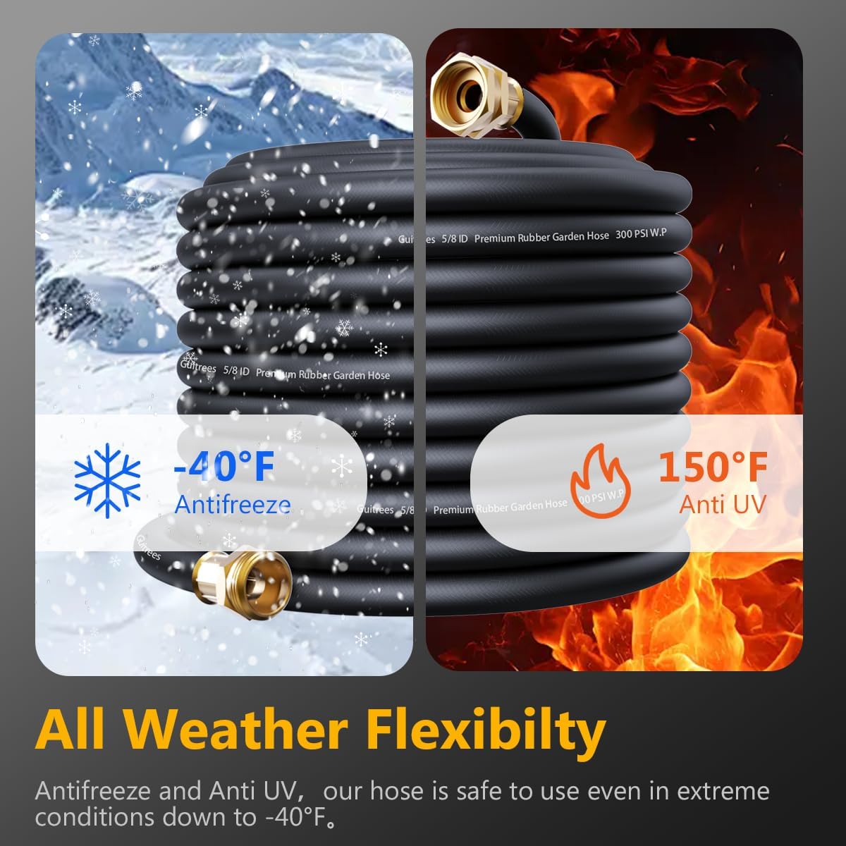 Leader Garden Hose 5ft x 5/8", Heavy Duty Short Water Hose, Female to Female Fittings, Five Layered Braiding for Durability, 1000PSI Burst, 200PSI Working (Black)