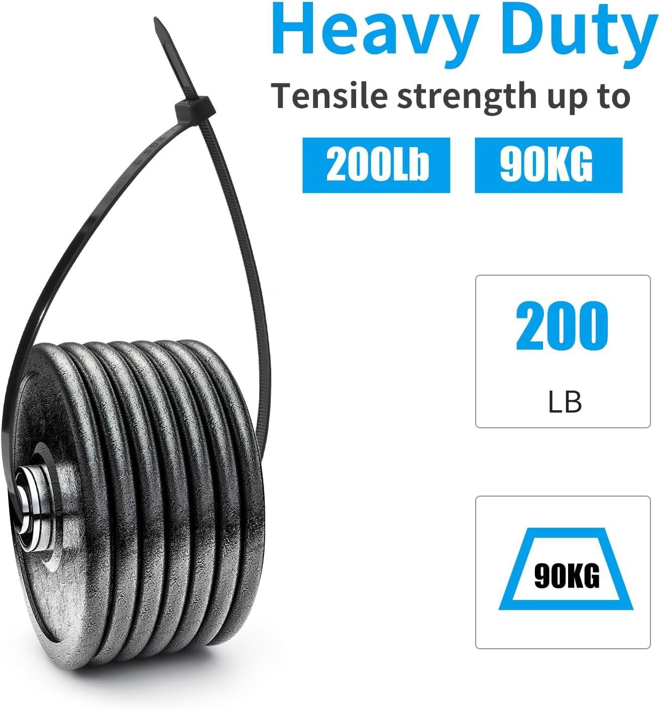 XINGO 48 inch Black Zip Ties Heavy Duty 25 PCS, 200 LBS Ultra Strong Plastic Wire Ties, Large Cable Ties Extra Long Tie Wraps, Indoor and Outdoor UV Resistant