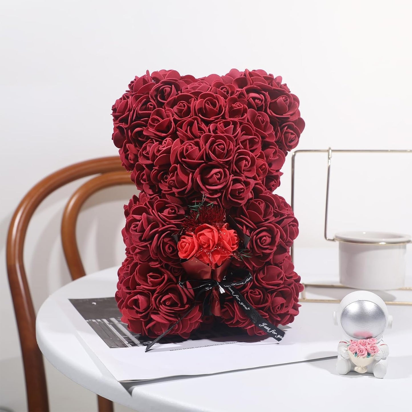 Mini Fake Rose Flower Heads 144pcs Mini Artificial Foam Roses DIY Wedding Flowers Accessories Make Bridal Hair Clips Headbands Dress (Bottom add Gauze) for Valentines Day,Wedding,Bridal (Burgundy)