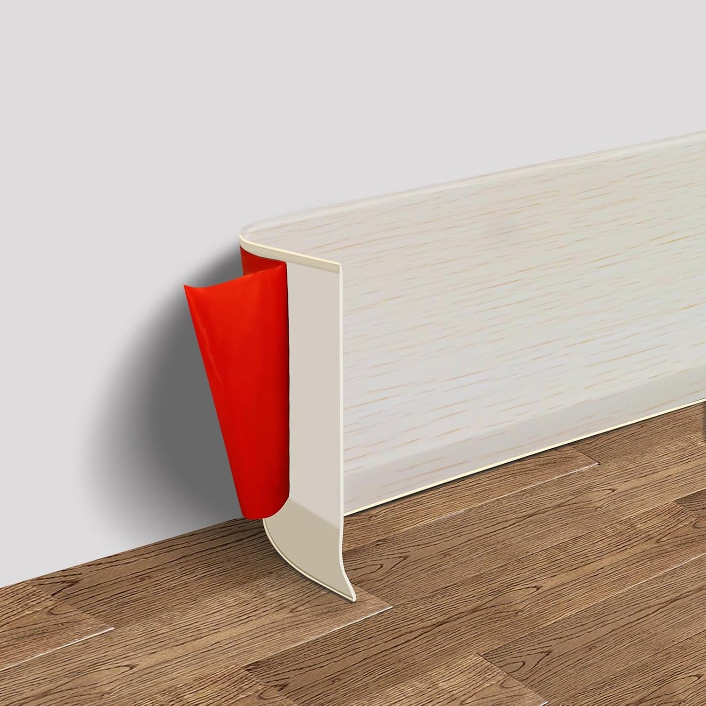 Vinyl Wall Base Baseboard Molding Trim 4" Flexible Self Adhesive Rubber Wall Base Moulding Trim Peel and Stick Design, 4 Inch x 100 Feet, Beige Wood
