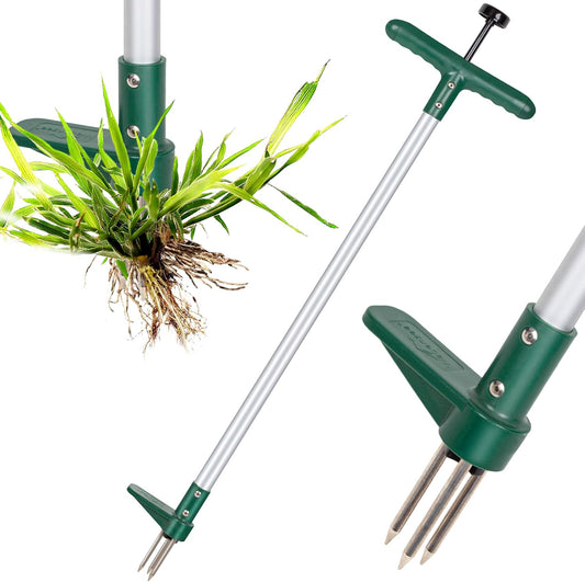 Walensee Weed Puller, Stand Up Weeder Hand Tool, Long Handle Garden Weeding Tool with 3 Claws, Hand Weed Hound Weed Puller for Dandelion, Standup Weed Root Pulling Tool and Picker, Grabber (1 Pack)