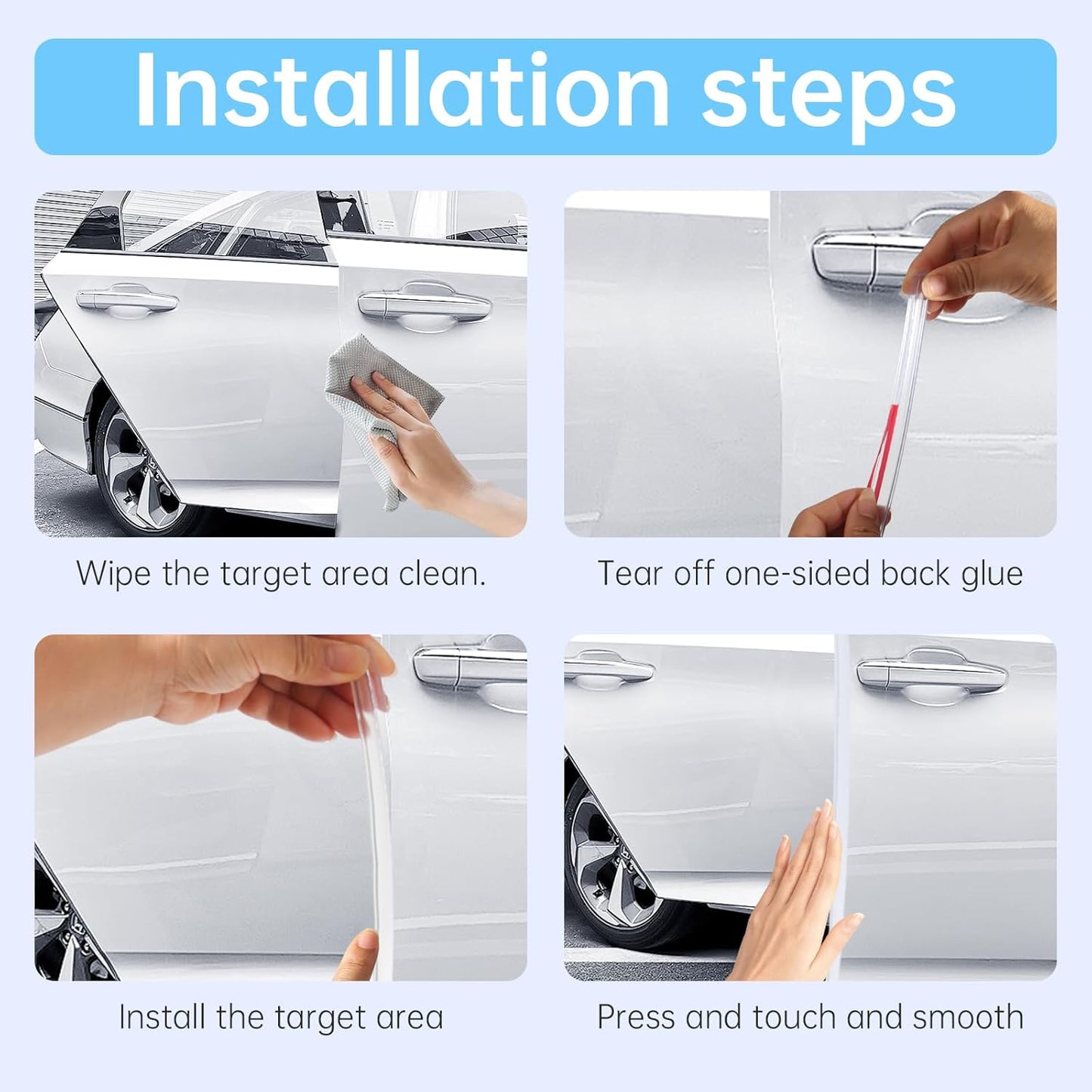 Car Door Edge Guards, Rubber Seal Protector U Shape Edge Trim Metal Edge Protection for Most Car Doors, Hatches, Lockers, Panels (5Ft, Clear)