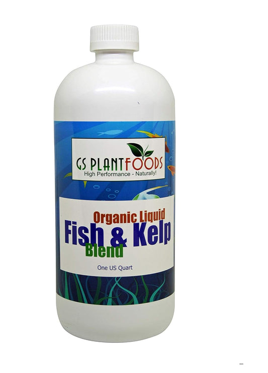 Omri Listed Fish & Kelp Fertilizer for Plants by GS Plant Foods (36oz) - Organic Fertilizer for Vegetables, Trees, Lawns, Shrubs, Flowers, Seeds & Plants - Hydrolyzed Fish and Seaweed Blend