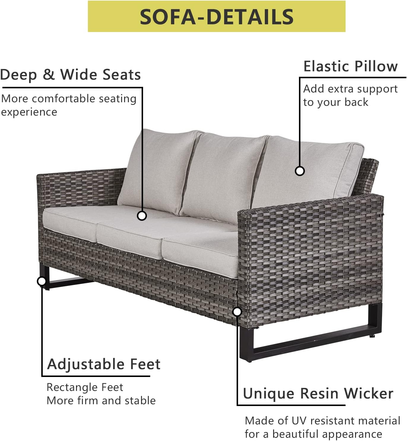 HUMMUH Patio Furniture Set with Fire Pit Table 41 in 55,000 BTU,5 Piece Wicker Outdoor Conversation Sets -Sturdy Outdoor Swivel Rocker Chairs Patio Sofa for Porch,Garden,Backyard