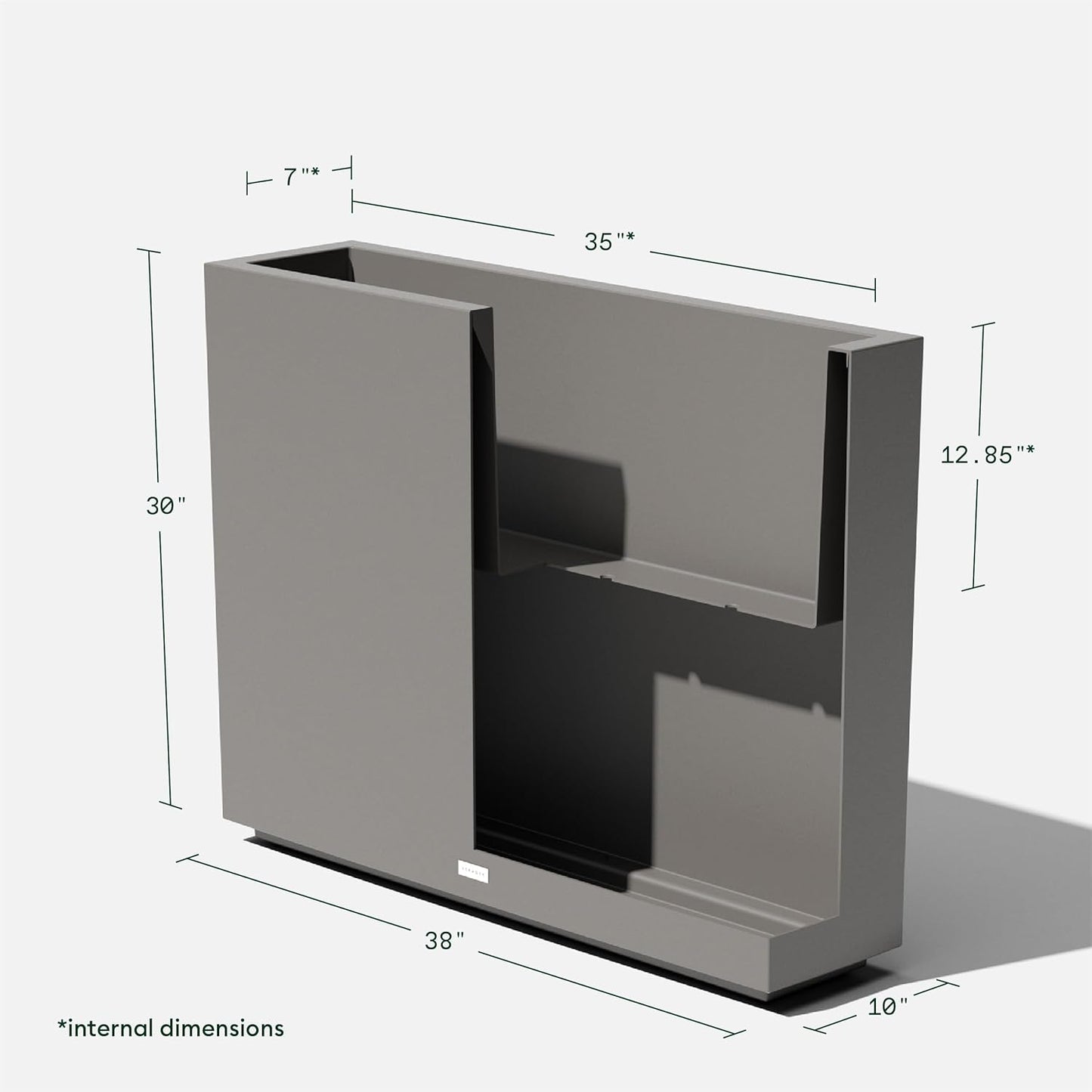 Veradek Block Series Span Plastic Planter - Tall Rectangular Planter for Indoor or Outdoor Patio/Porch, Gray, 30" in Height, 10" in Width, 38" in Length